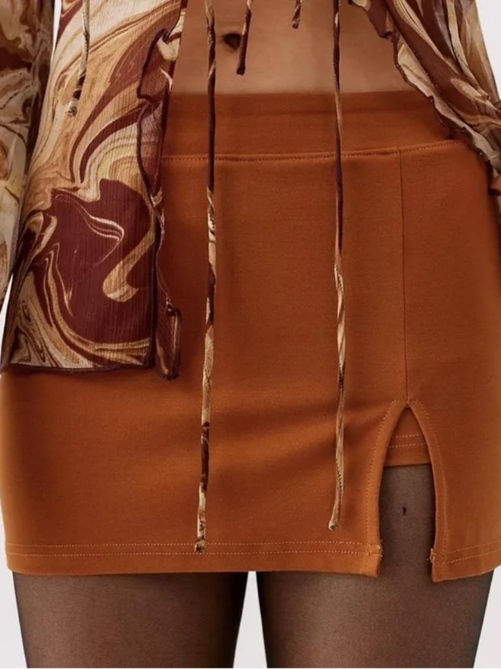 Urban Outfitters Rust Orange Mini Skirt with Front Slit
